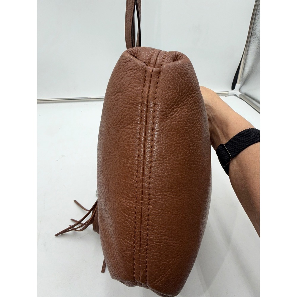 Michael Kors Brown Pebbled Leather Tassel Drawstring Crossbody Bag Acorn Gold - Picture 10 of 16